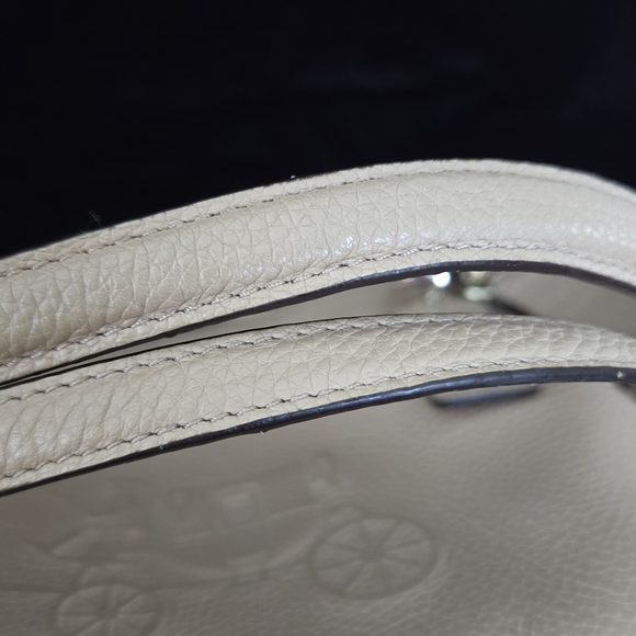 Coach Charley Embossed Horse and Carriage Pebbled Leather Crossbody TAN - Picture 14 of 14